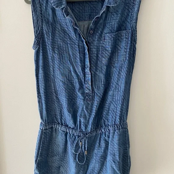 Tart denim print drawstring waist shorts Romper XS - Picture 4 of 7